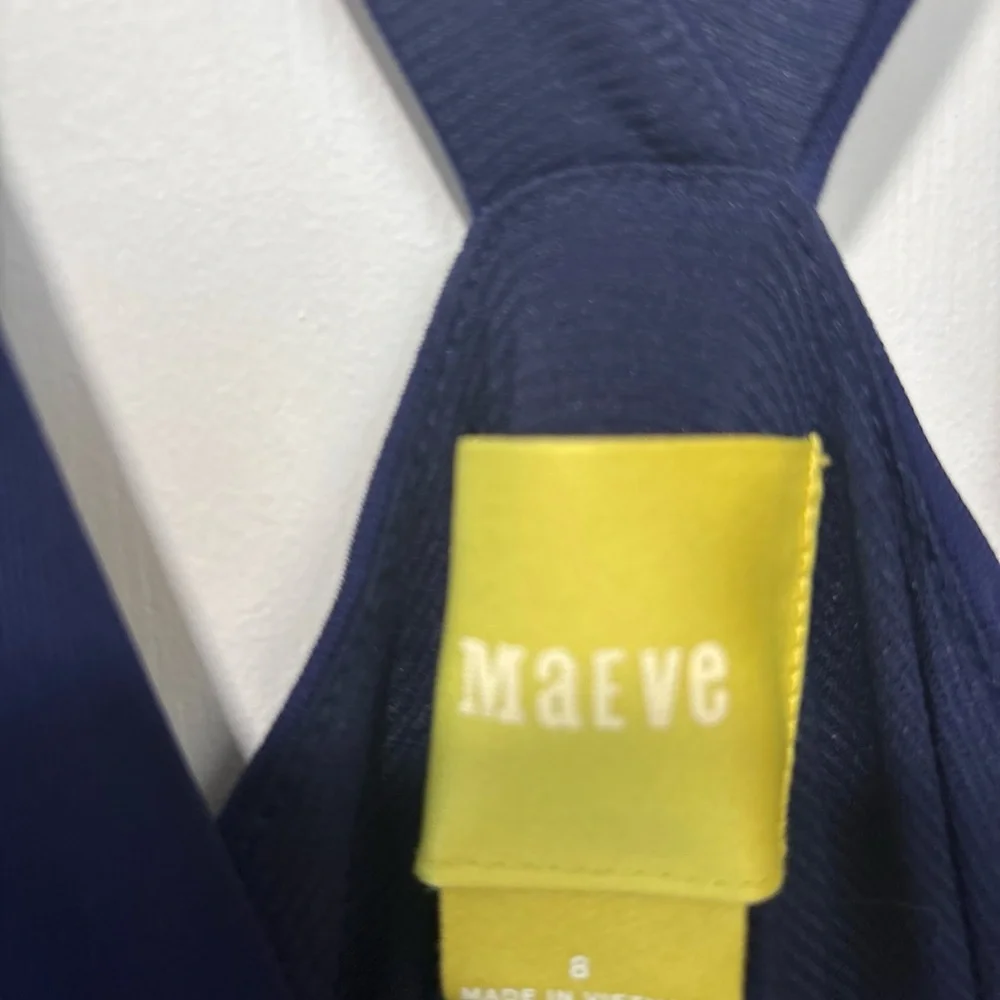 Anthropologie Maeve Yuma Dark Blue Stretch Maxi Dress Size 8 - Picture 4 of 9